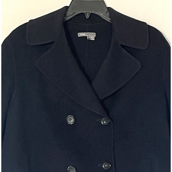 VINCE Black Wool Blend Double Breasted Long Jacket Coat - Picture 3 of 7